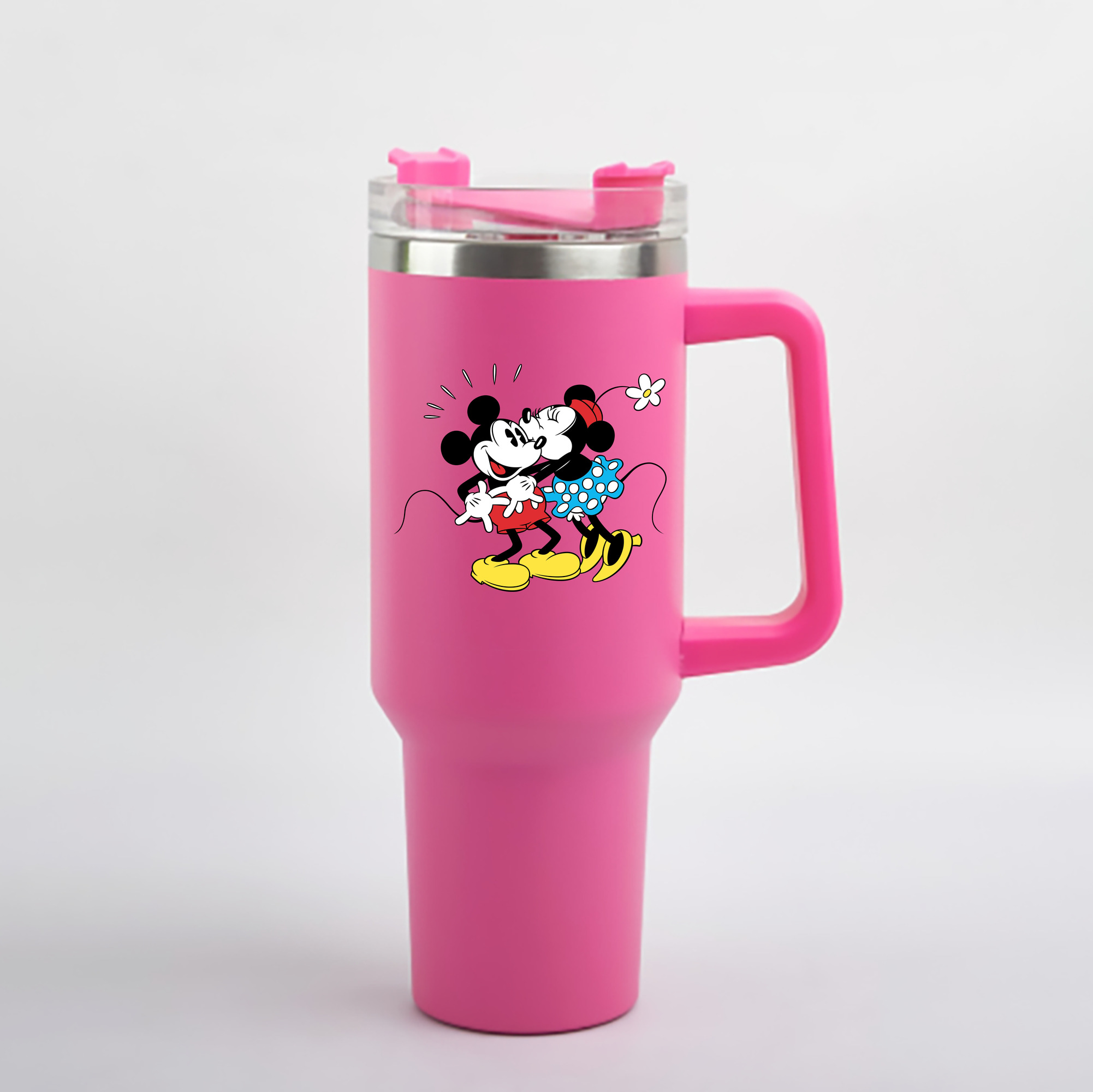 （画像用） ミッキーマウス Mickey Mouse 1200mL車用タンブラー - クリスタルステッカー（プラスチックストロー付き）